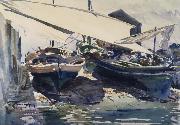 John Singer Sargent Boats Drawn Up France oil painting artist